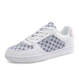 Stylish White and Purple Women's Sneakers